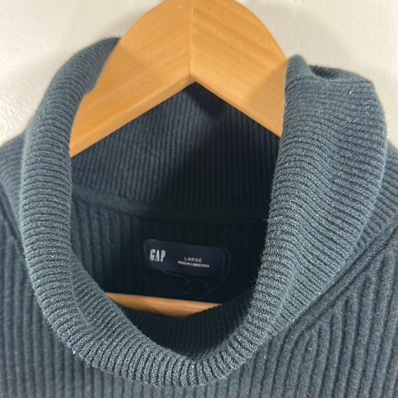 GAP Black Turtleneck Rib Midi Long Sleeve Sweater Dress Large - Picture 5 of 9